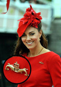 Duchess Kate Middleton with a Dolphin Brooch