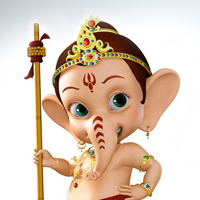 Hindu God Bal Ganesh with an Elephant Head