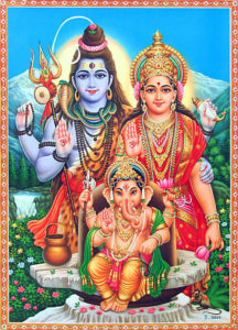 Image depicting God Ganesh with God Shiva and Goddess Parvati
