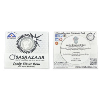 Silver Lucky Elephant Coin Packaging - Front and Back