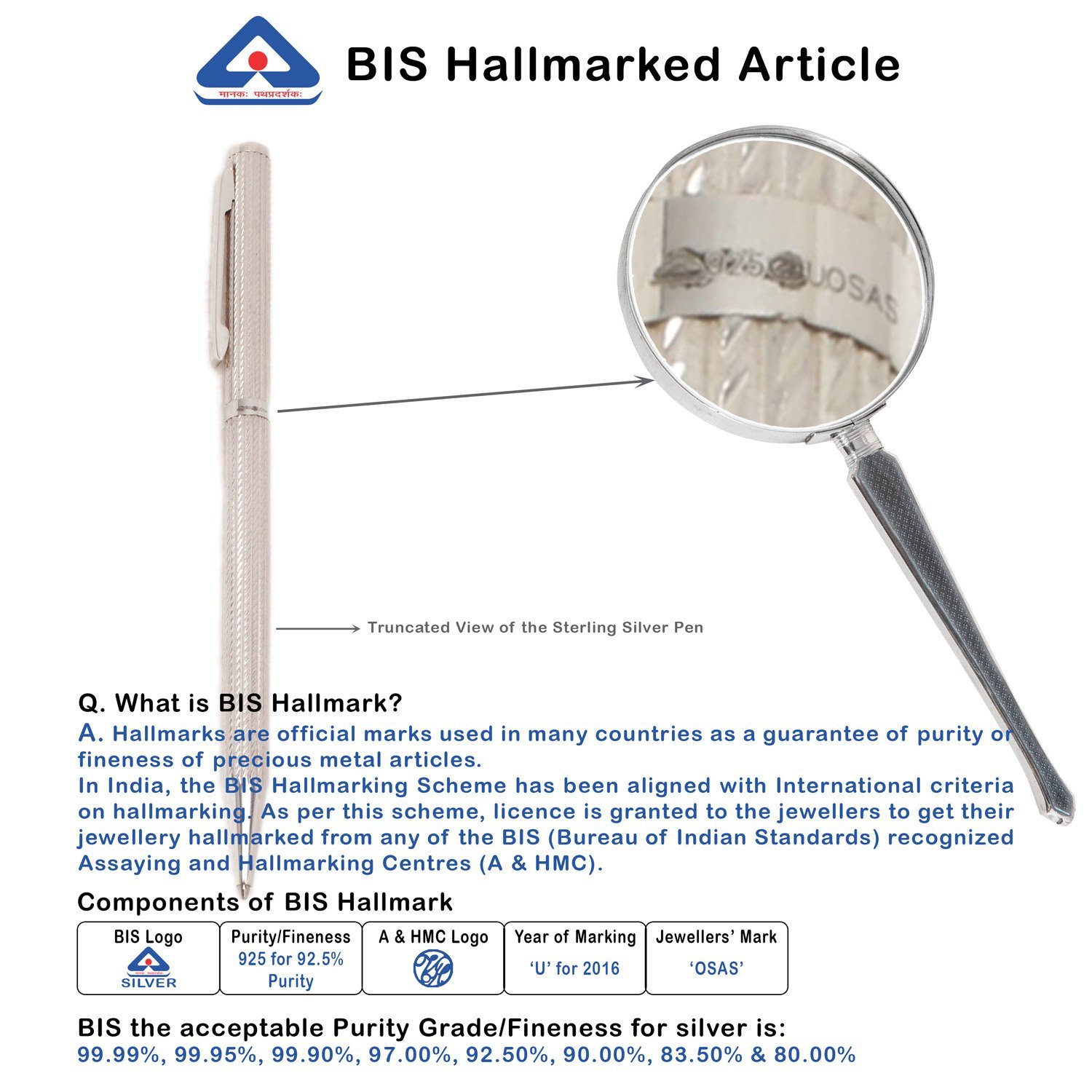 Sterling Silver Ballpoint Pen BIS Hallmarked