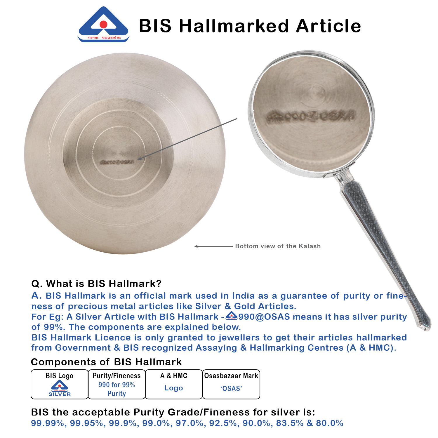 Kalash Small in Silver by Osasbazaar BIS Hallmark Kalash Small in Silver by Osasbazaar BIS Hallmark