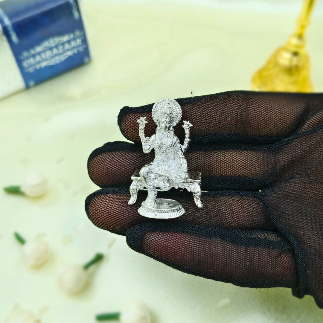 Sterling Silver Laxmi ji Image Hand Dimension Sterling Silver Laxmi ji Lifestyle Image 1