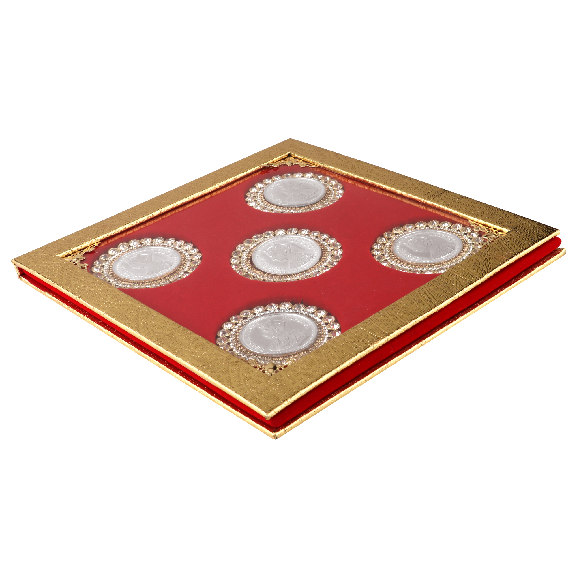 Silver Coin 10gm x5 in Red Golden Ring Packing by Osasbazaar Main