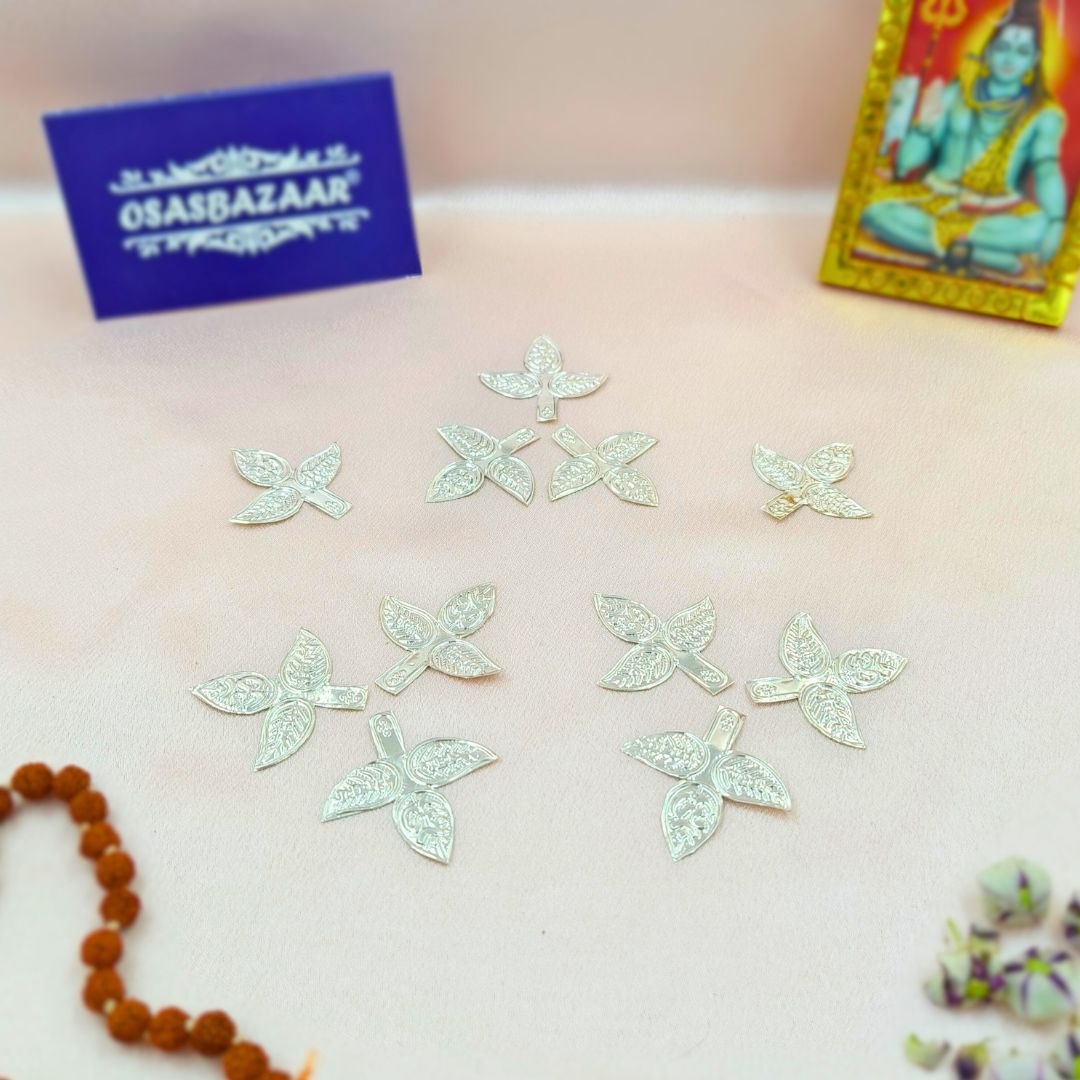 Pure Silver Belpatra – 11 pieces Image Angle 3