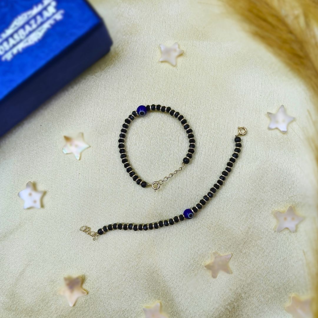 Sterling Silver Nazariya Kadli Bracelet for Baby with Evil Eye Lifestyle Image 1