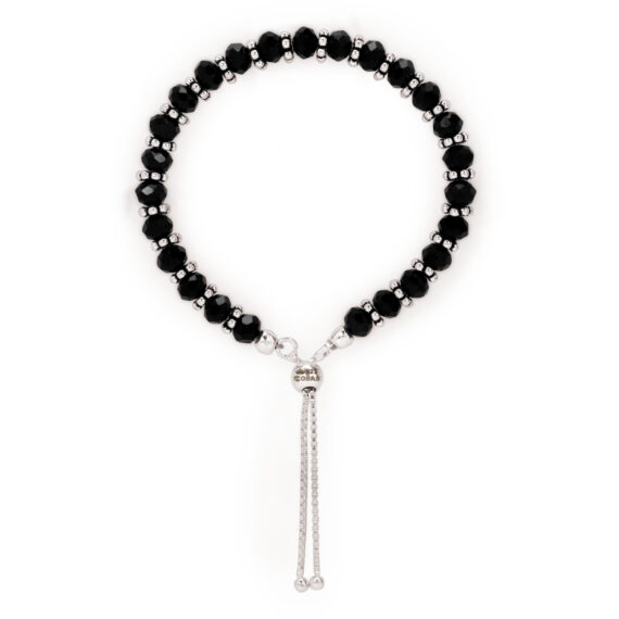 OSASBBBB Nazariya Bracelet big black beads in Silver by Osabazaar Main