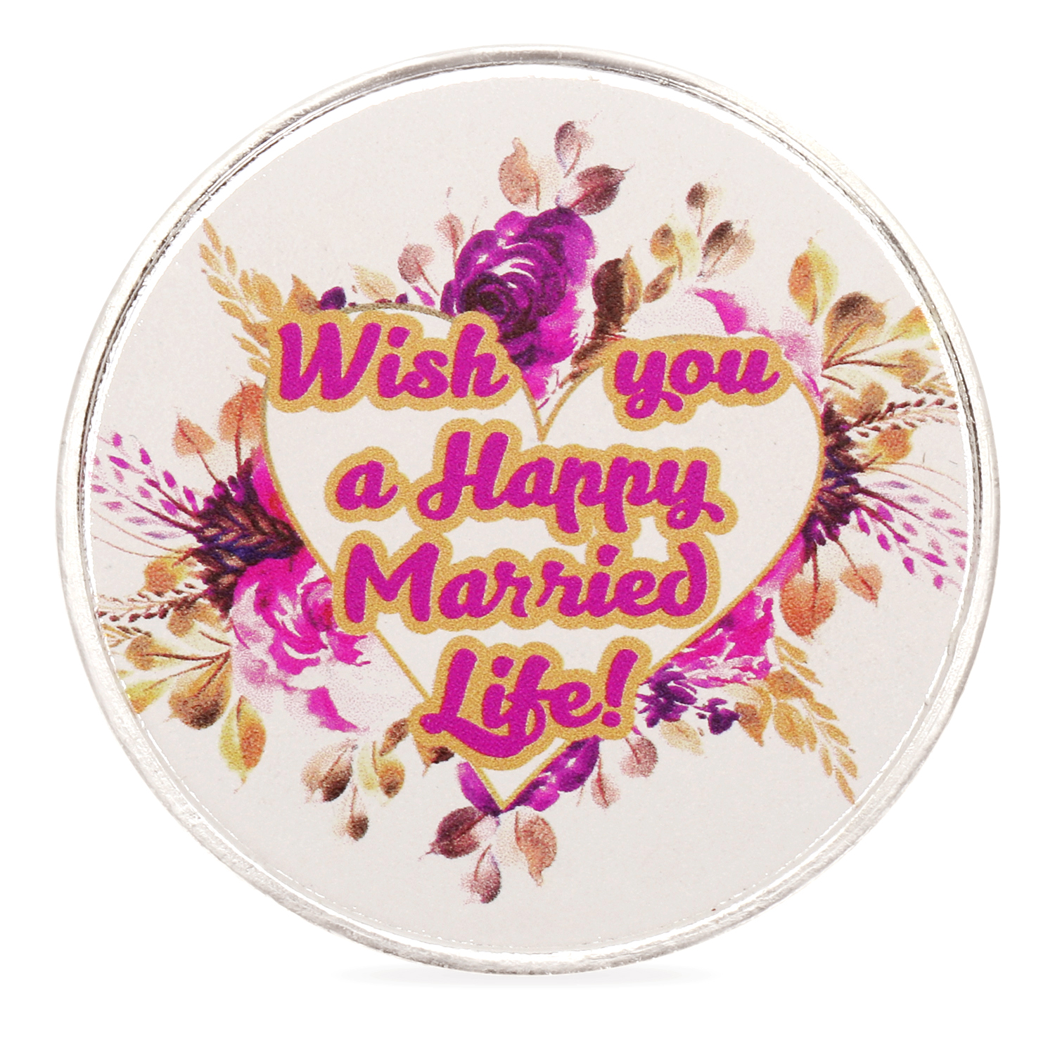 OSASCBWD1 Printed Silver Coin Happy Wedding Elegant Heart by Osasbazaar main