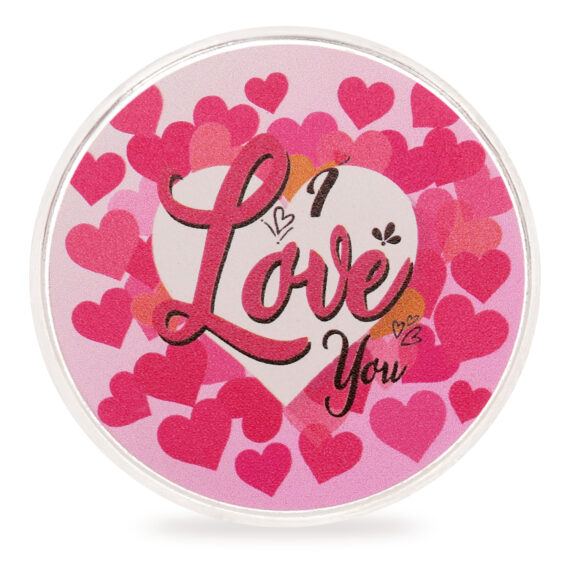 OSASCBPL1 Printed Silver Coin I Love You Pink Hearts By Osasbazaar main