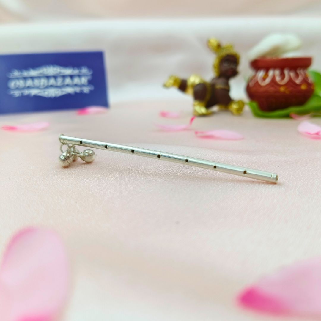 Pure Silver Flute Bansuri Image Angle 2