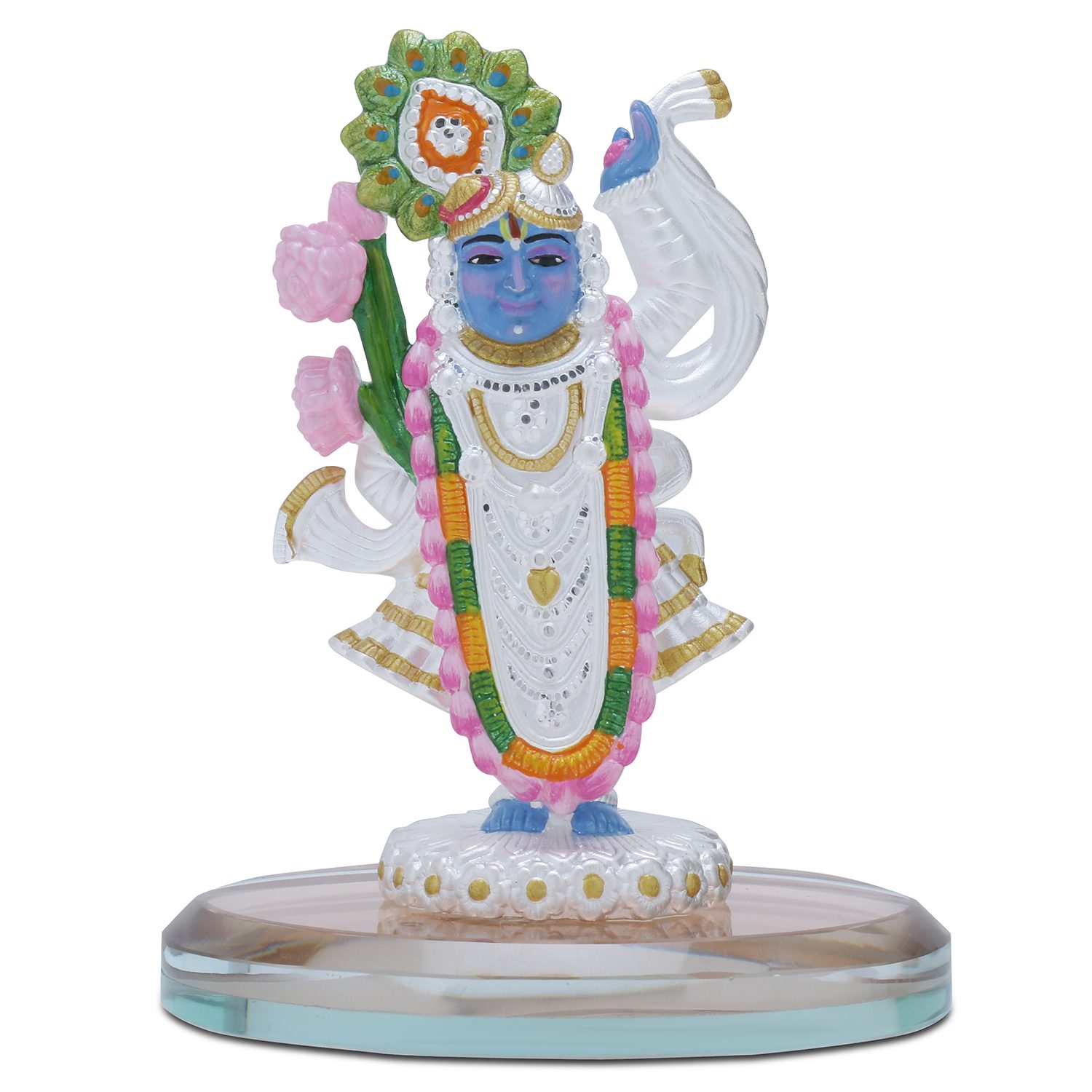 OSASSCS40 Silver By Osasbazaar Shrinathji Coloured Statue Main