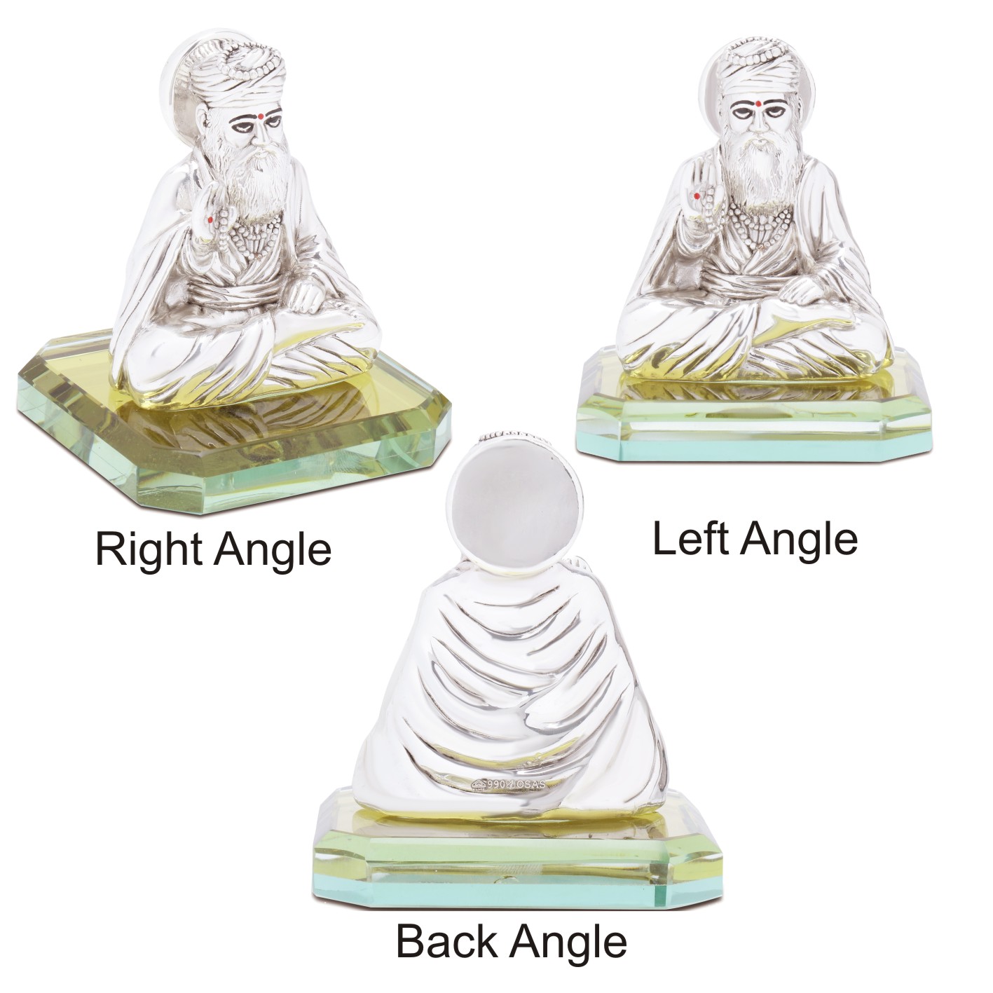 Silver Guru Nanak Statue on a Glass Base Osasbazaar