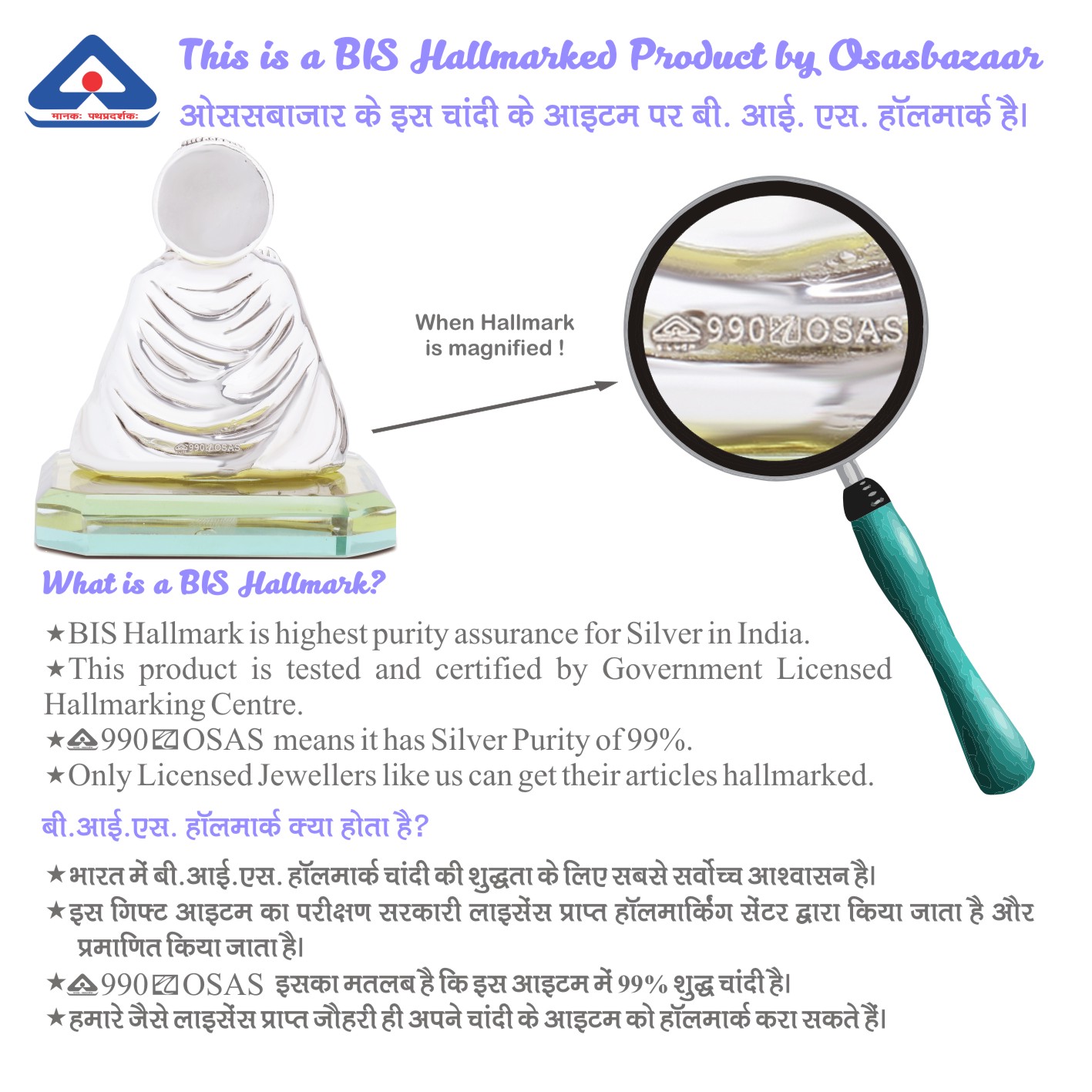 Silver Guru Nanak Statue on a Glass Base Osasbazaar