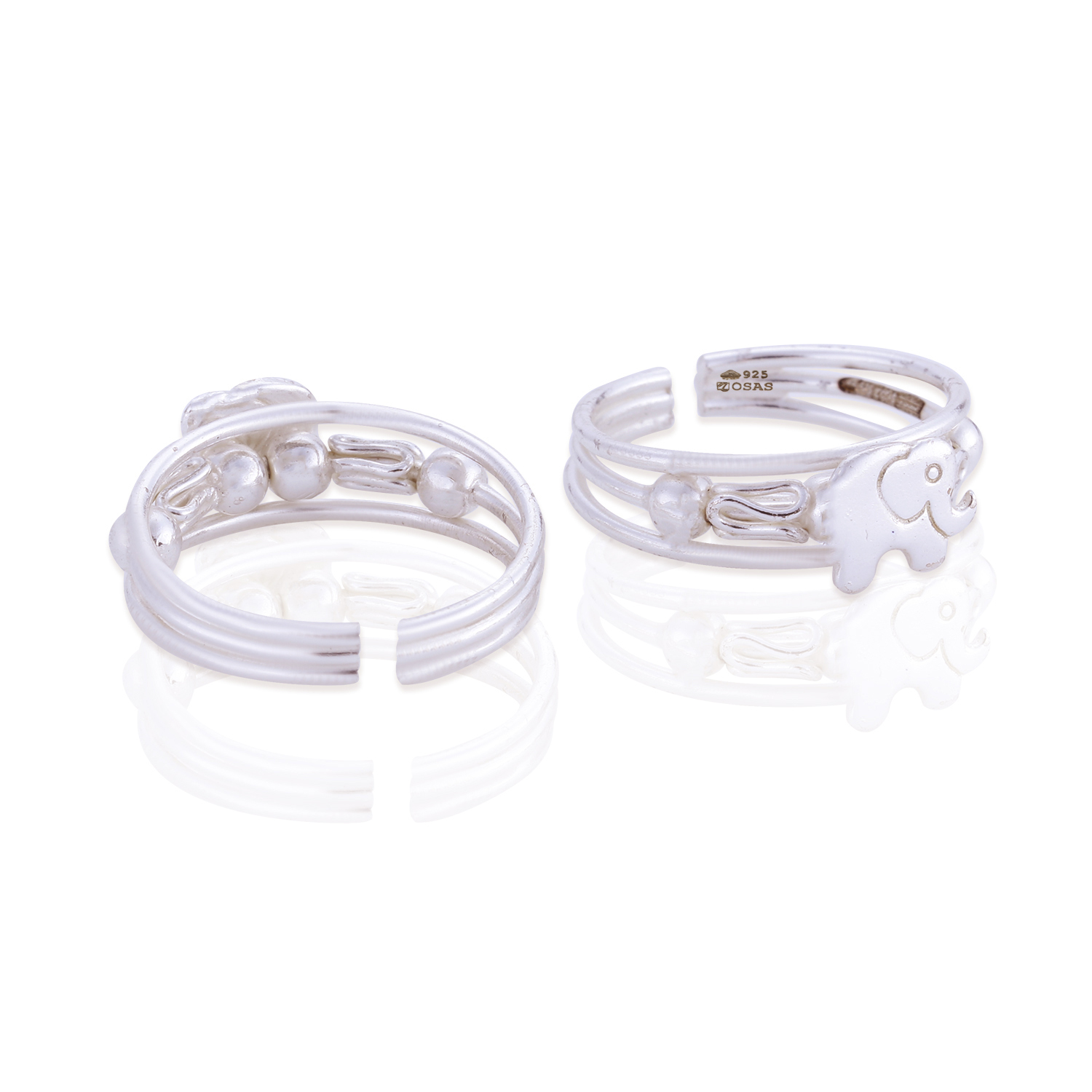 Double Line Toe Ring For Leg Thumb In Silver - Parnika