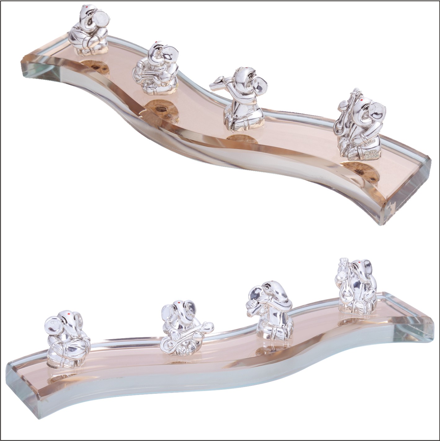 OSASGMS4 Crystal Ganeshji Musical Set Of 4 Angle
