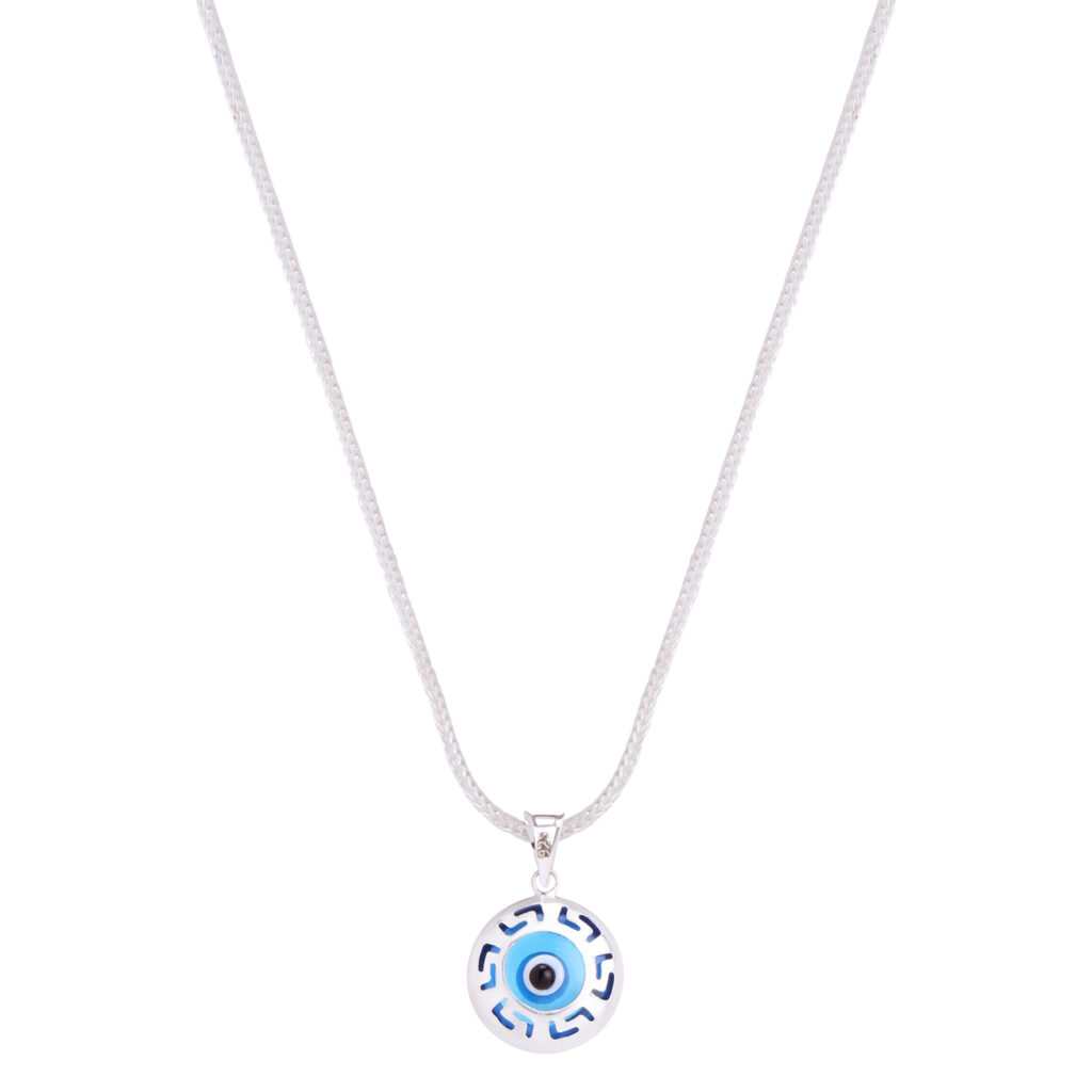 Silver Evil Eye Pendant and Chain for Kids - Osasbazaar