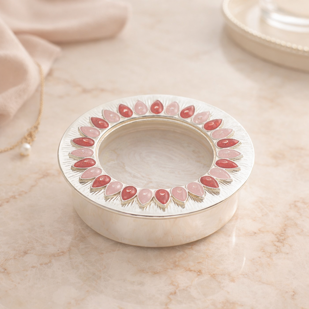 Elegant Pink Ginni Coin Box in Silver Plated By Badhai Box Lifestyle Image